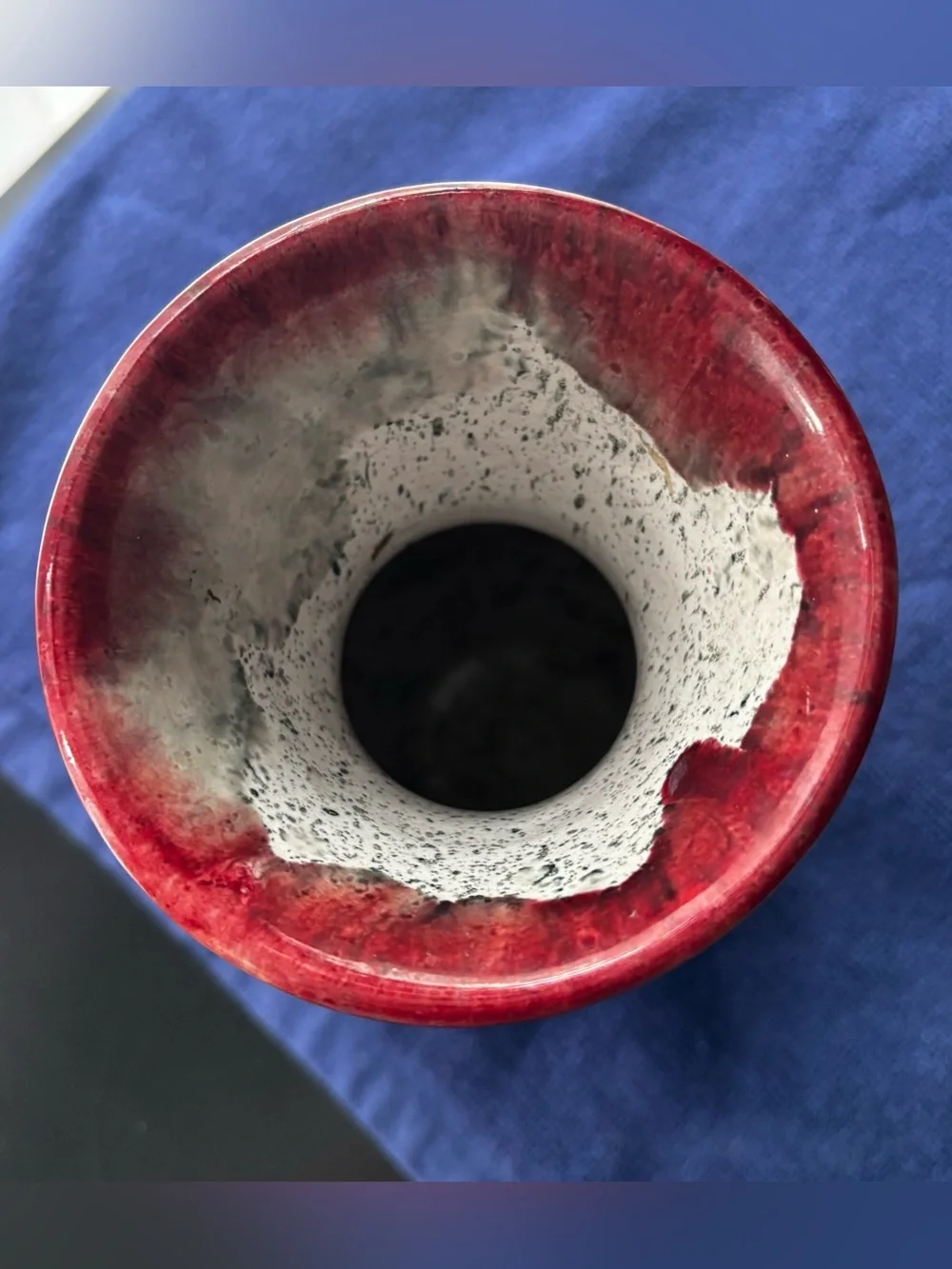 Red Ceramic Glazed Vase with White Speckle Accent